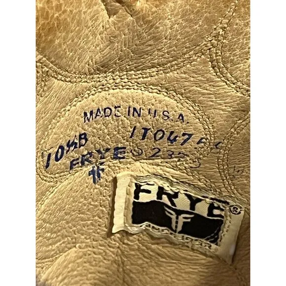 Frye Boots Men 10.5 Brown Leather Cowboy Ostrich Exotic Western White Label Vtg