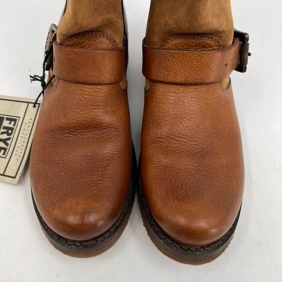 Frye Brown Leather Buckle Ankle Boots | Size 6.5