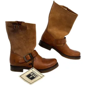 Frye Brown Leather Buckle Ankle Boots | Size 6.5