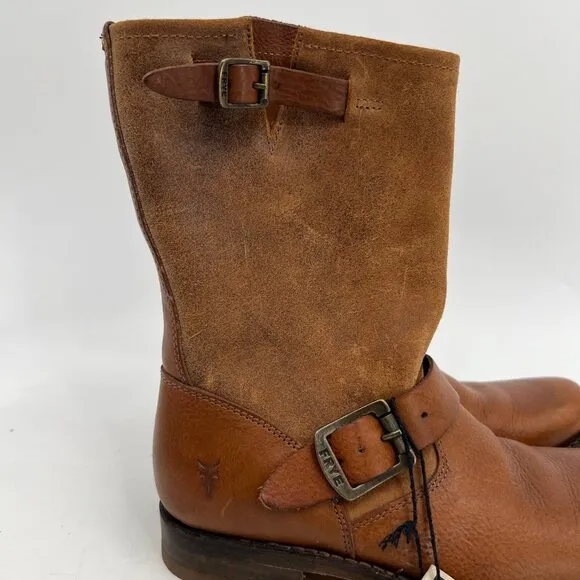 Frye Brown Leather Buckle Ankle Boots | Size 6.5