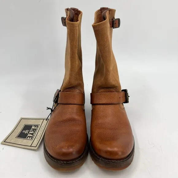 Frye Brown Leather Buckle Ankle Boots | Size 6.5