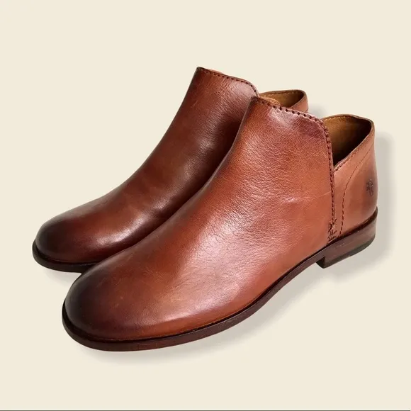 Frye Elyssa Cognac Leather Shootie/Ankle Booties
