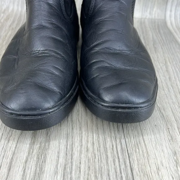 FRYE Gemma Short Shearling Boot Black leather zipper winter sneaker boot
