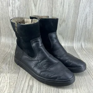 FRYE Gemma Short Shearling Boot Black leather zipper winter sneaker boot