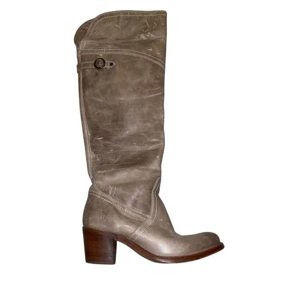 Frye Jane Tall Cuff Boots Women 8 B Country Leather Riding 77594 Western Indie