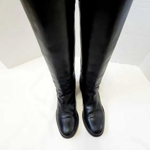 Frye Melissa Tall Pull On Riding Boots Black Leather Women 6