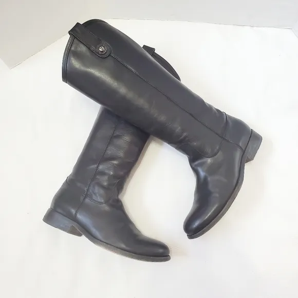 Frye Melissa Tall Pull On Riding Boots Black Leather Women 6