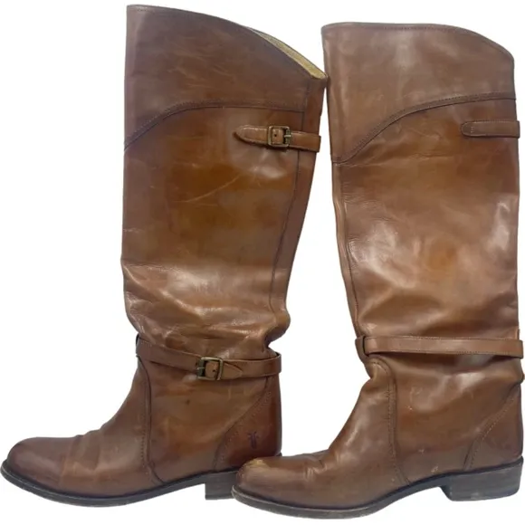 Frye Riding Boots Dorado Whiskey Brown Leather Women 9M Style 3477568 Equestria