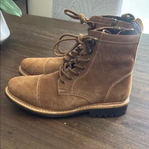 Frye Russell Men Tan Leather Suede Cap Boots Lace Zip Up  Size 11