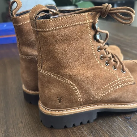 Frye Russell Men Tan Leather Suede Cap Boots Lace Zip Up  Size 11