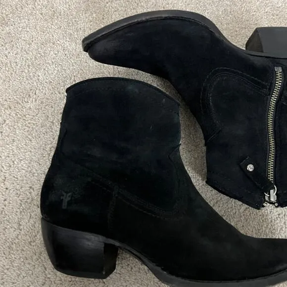 Frye Sacha Suede Black Shorts Boots Western Women Size 8.5