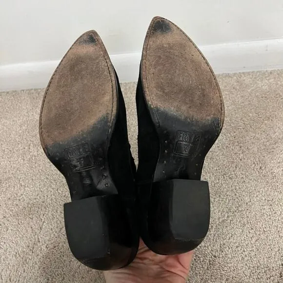 Frye Sacha Suede Black Shorts Boots Western Women Size 8.5