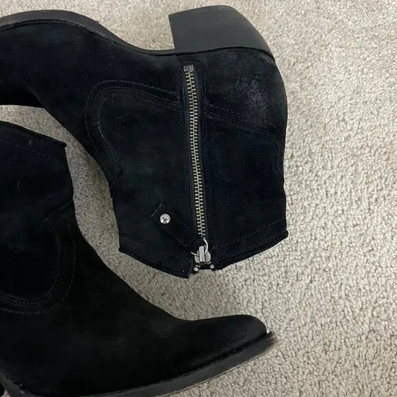 Frye Sacha Suede Black Shorts Boots Western Women Size 8.5