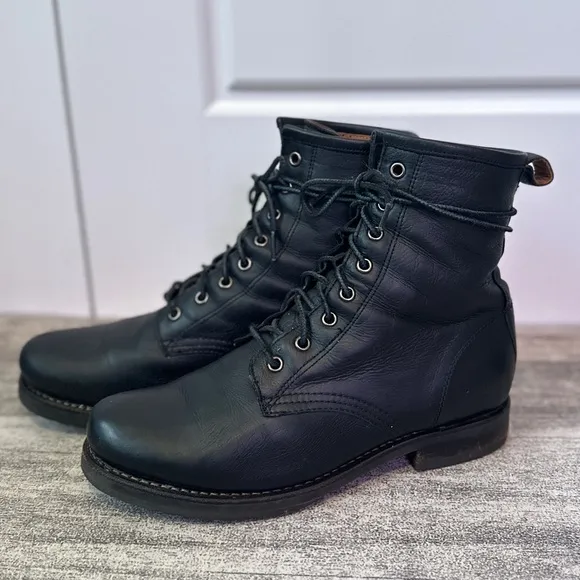 Frye Veronica Combat Lace Up Boots 9.5 Black