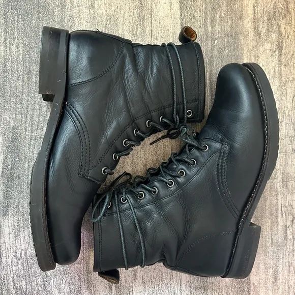 Frye Veronica Combat Lace Up Boots 9.5 Black