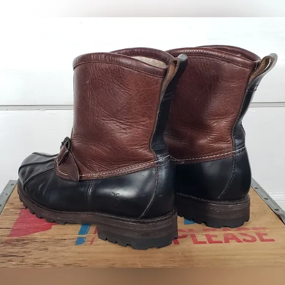 FRYE Veronica Shearling Engineer Duck Boot Leather Moto Men 7.5D | Womens 8.5-9