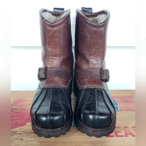 FRYE Veronica Shearling Engineer Duck Boot Leather Moto Men 7.5D | Womens 8.5-9