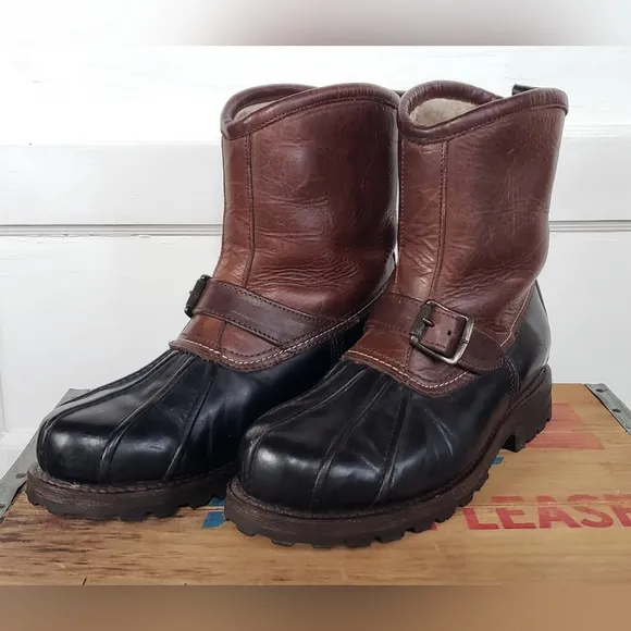 FRYE Veronica Shearling Engineer Duck Boot Leather Moto Men 7.5D | Womens 8.5-9