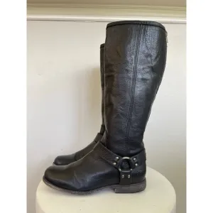 Frye Women Black Phillip Harness Riding Boots - Size 9B