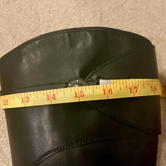 FRYE Women Mollie Button Knee High Tall Riding Black Leather Boots US 7 Belted