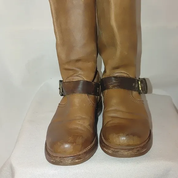 FRYE Women Veronica Slouch Leather Riding Boots Brown Tan 6 76608