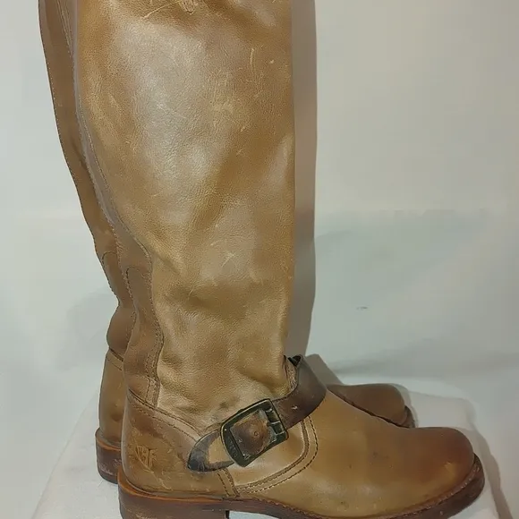 FRYE Women Veronica Slouch Leather Riding Boots Brown Tan 6 76608