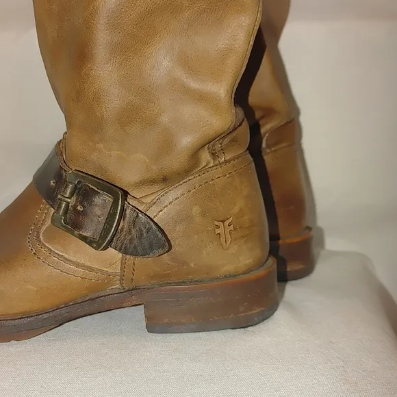 FRYE Women Veronica Slouch Leather Riding Boots Brown Tan 6 76608