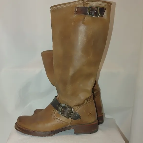 FRYE Women Veronica Slouch Leather Riding Boots Brown Tan 6 76608