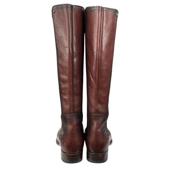 Frye Women’s Lindsay Gore Tall Brown Leather Riding Boots Size US 6