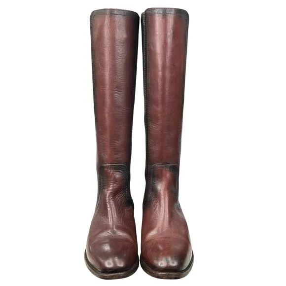 Frye Women’s Lindsay Gore Tall Brown Leather Riding Boots Size US 6
