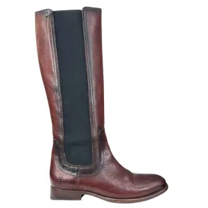 Frye Women’s Lindsay Gore Tall Brown Leather Riding Boots Size US 6