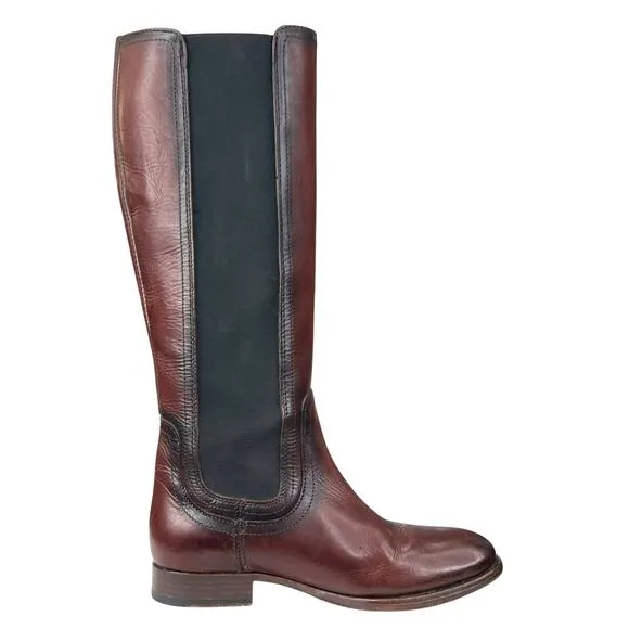 Frye Women’s Lindsay Gore Tall Brown Leather Riding Boots Size US 6