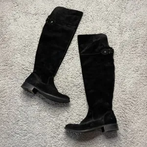 Frye Women's Shirley Over The Knee Boots Black Suede Leather Size 10