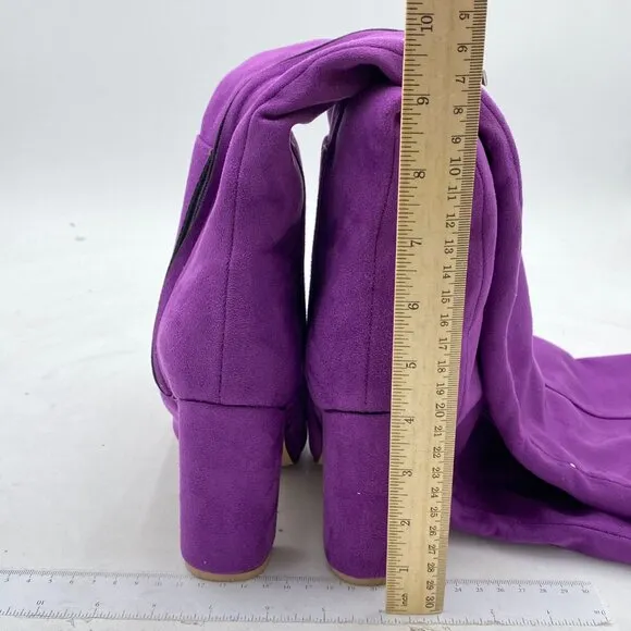 FSJ Purple Over The Knee Chunky High Heels Stretch Thigh High Zipper Long Boot
