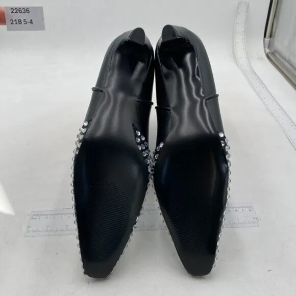FSJ Women Square Toe Comfort Kitten Low Heel Ankle Boot Pull On Bootie Black