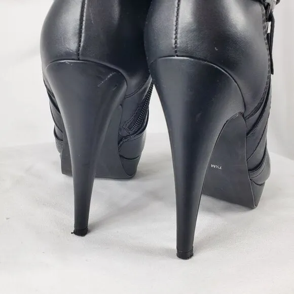 G By Guess Darrlin Women's Black Leather Knee High Boots Side Zip Size 7.5 M