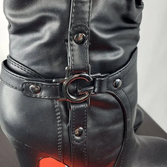 G By Guess Darrlin Women's Black Leather Knee High Boots Side Zip Size 7.5 M