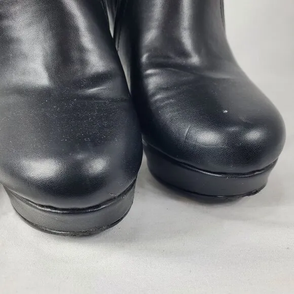 G By Guess Darrlin Women's Black Leather Knee High Boots Side Zip Size 7.5 M