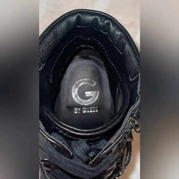 G by Guess Streets and Maps Tie Up Zipper Buckle Heeled Ankle Boots 9M