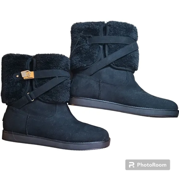 GBG by Guess Womens Size 11M Black Faux Fur Vegan Suede Winter Weather Boots NEW