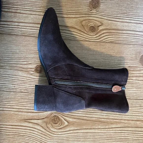 Gentle Souls Kenneth Cole Chocolate Suede Everly Low Heeled Sock Boots Women 7.5
