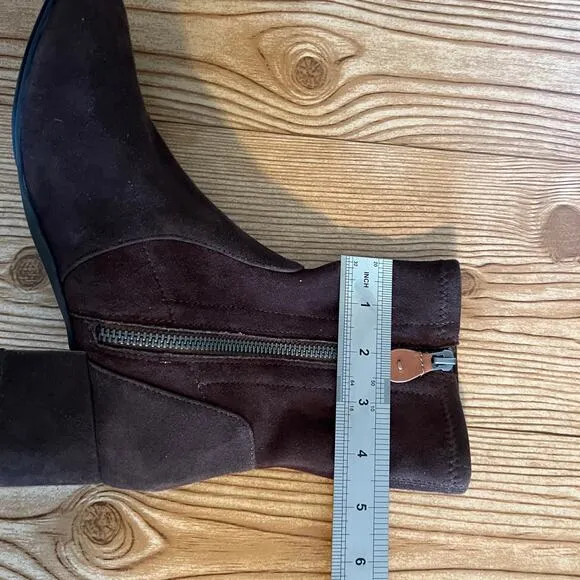 Gentle Souls Kenneth Cole Chocolate Suede Everly Low Heeled Sock Boots Women 7.5