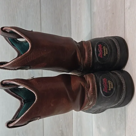 Georgia Boot Men Steel Toe G5655 12&quot; ST Pull On Mud Dog Leather Boots 10.5W