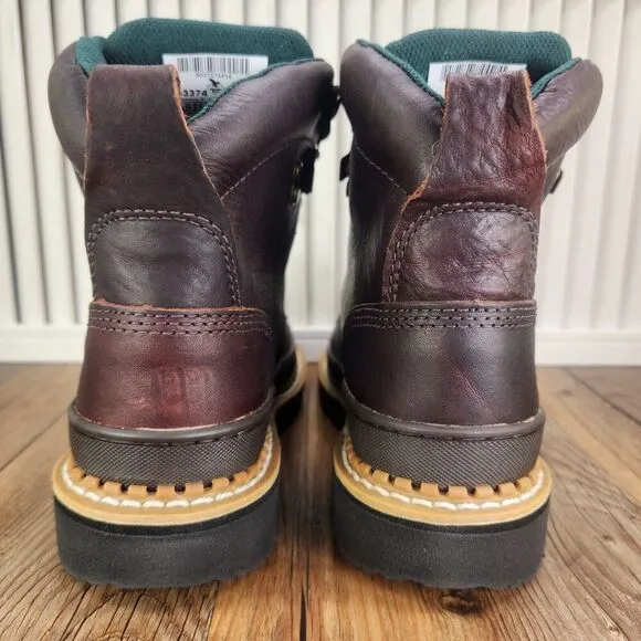 Georgia Giant 6&quot; Steel Toed Work Boots Womens 7.5 M Brown Leather Lace Up G3374
