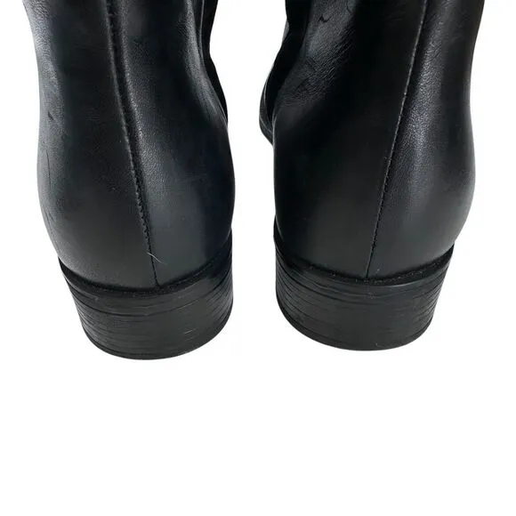 Geox Fecility Leather Boots Women Size US 8 EU 39 Black‎ Side Zip Block Heel