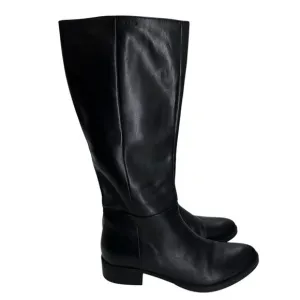 Geox Fecility Leather Boots Women Size US 8 EU 39 Black‎ Side Zip Block Heel