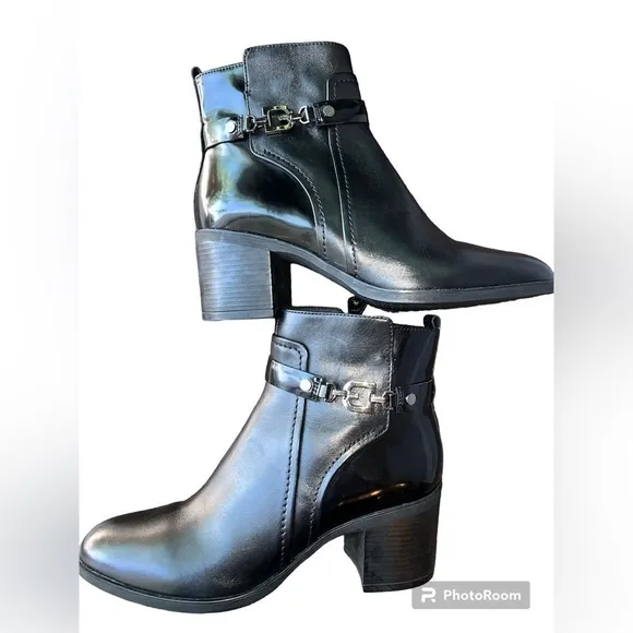 GEOX Respira Women Black leather boots size 38 (7.5)