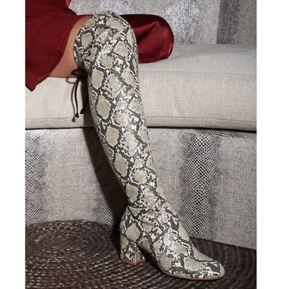 Gianni Bini Trillia Snakeskin Over The Knee Boots Size 7 Women