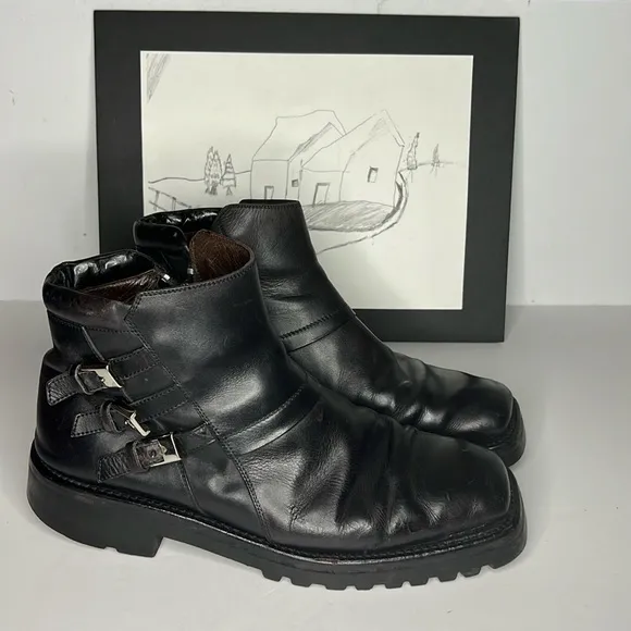 Gianni Versace Black Mens Chelsea Ankle Boots Mens Size 10.5