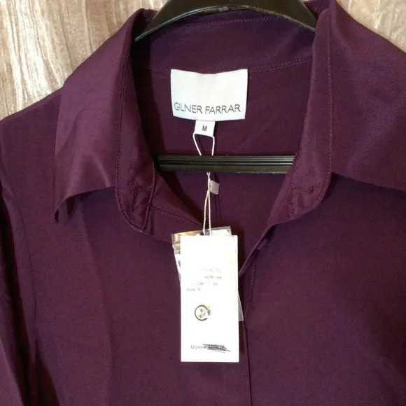 Gilner Farrar Parker 100% Silk Brooke Dress Deep Purple M Witchy Fall Winter Lux